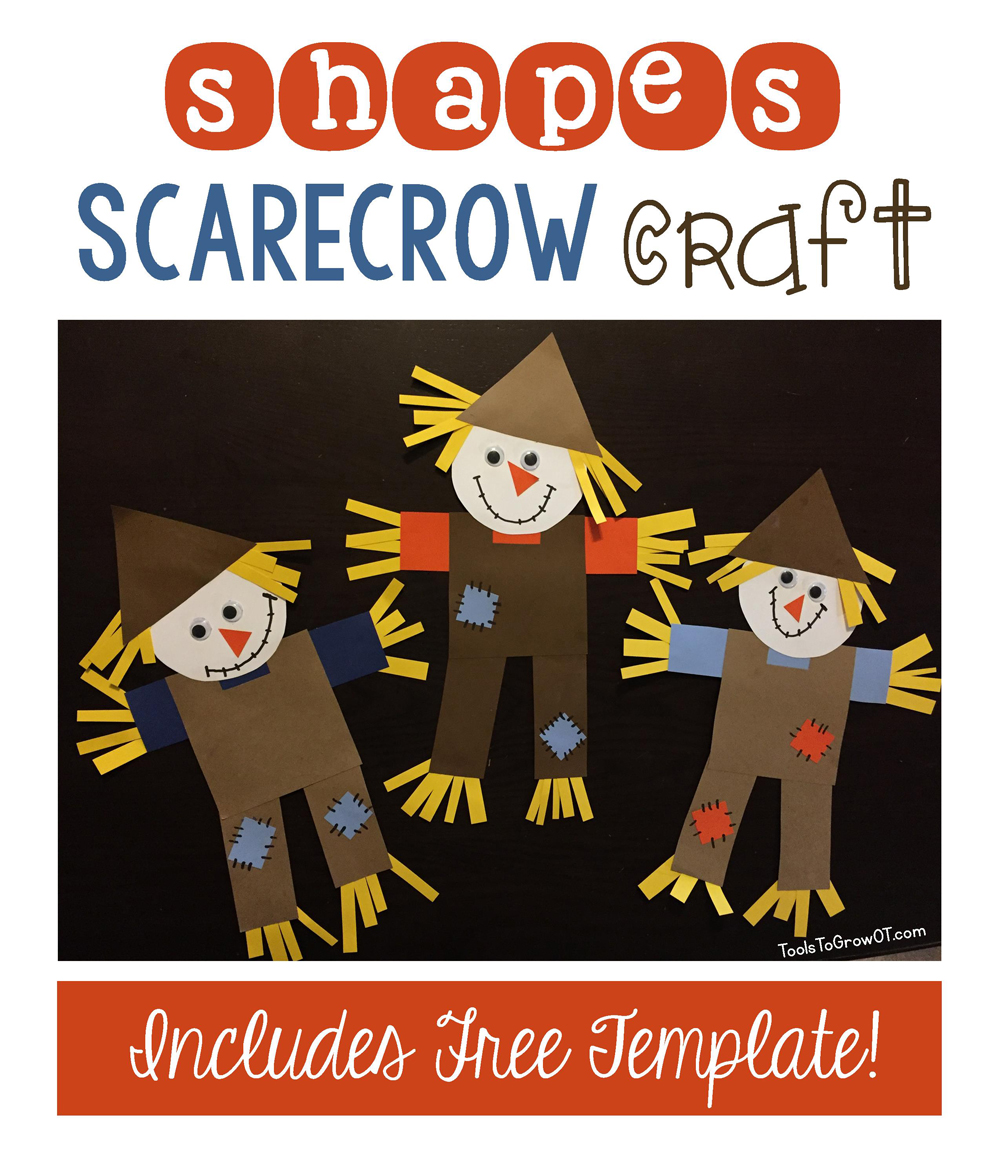 Fall themed Shapes Scarecrow Craft Activity for kids - includes FREE Printable Template!