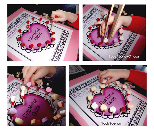 Fine Motor Valentines Game - Balance the Hearts! Tools to Grow