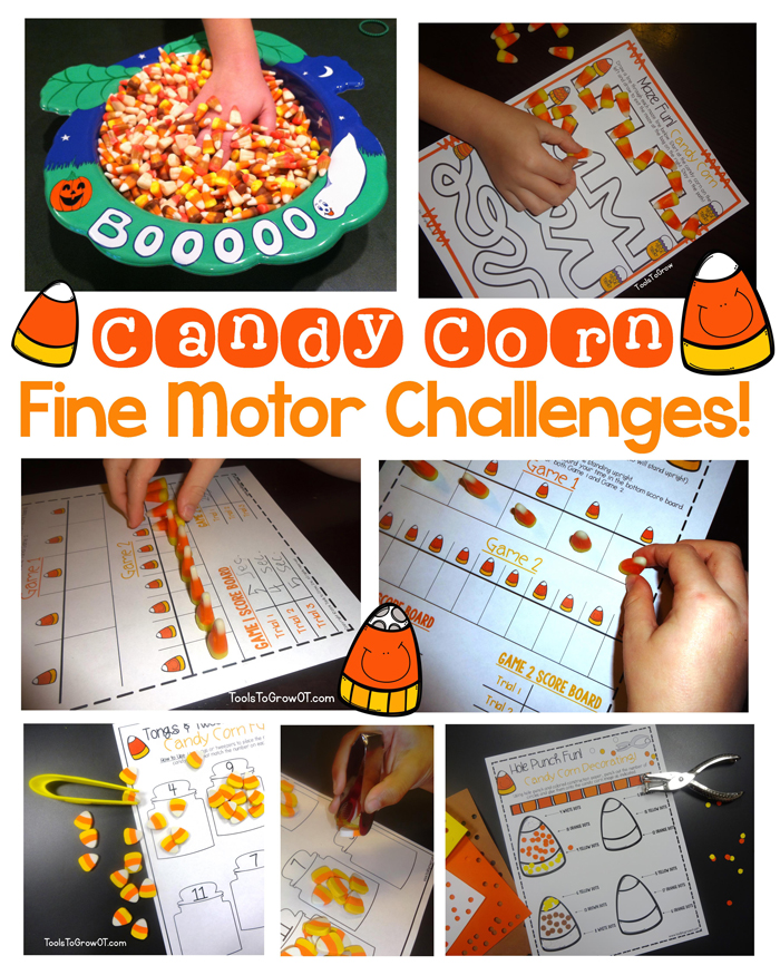 Candy Corn Fine Motor Challenges & Activities for Halloween Fun!