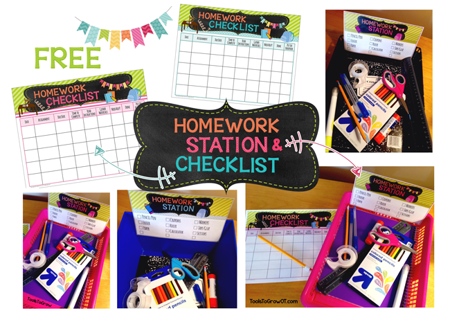 Homework Planner/Checklist and Homework Station FREE - Tools to Grow
