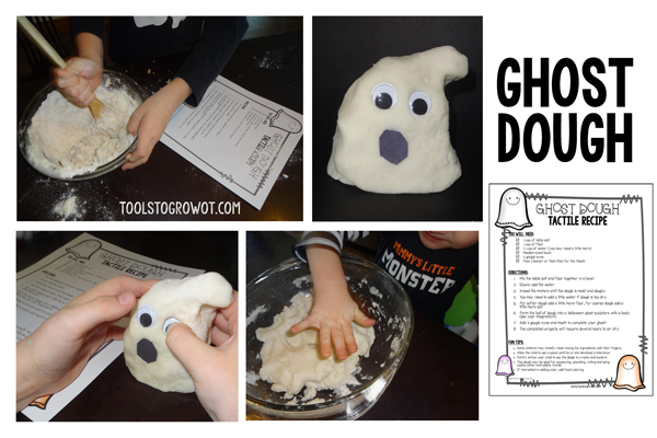 Free Ghost Halloween tactile sensory recipe - Tools to Grow