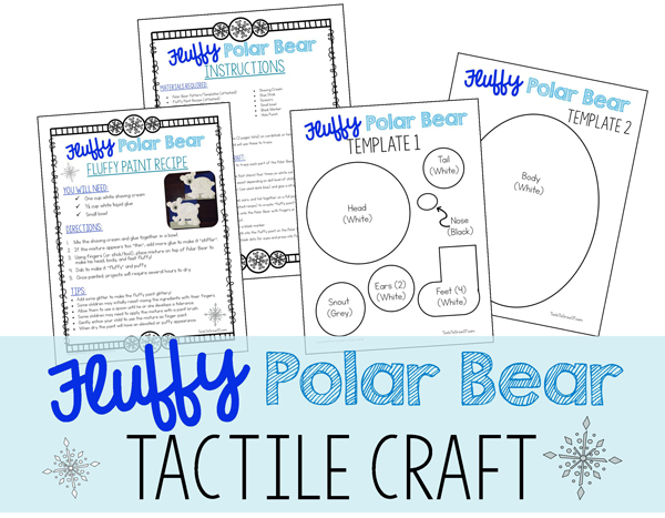 Fluffy Polar Bear - Tactile children's craft activity Printable resource
