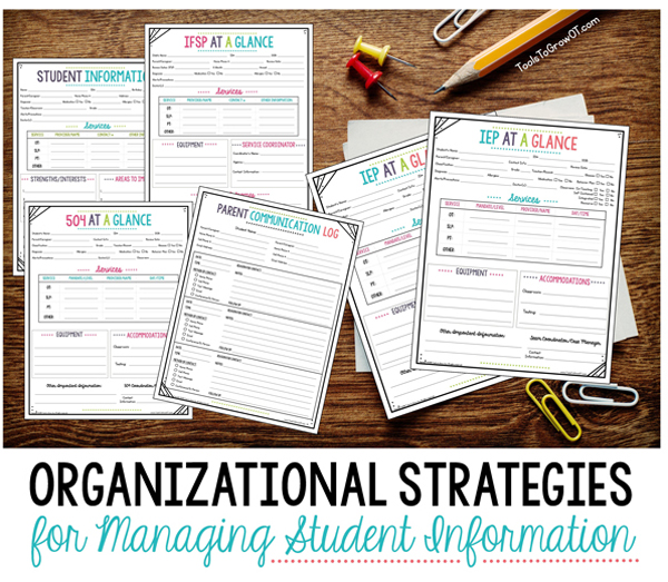 Organizational Strategies for Managing Student/Child Information