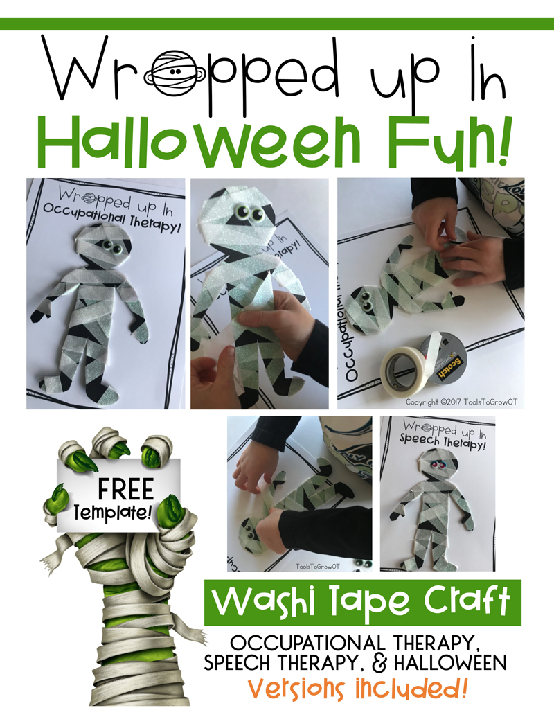 Mummy Washi Tape Halloween Craft - FREE Printable