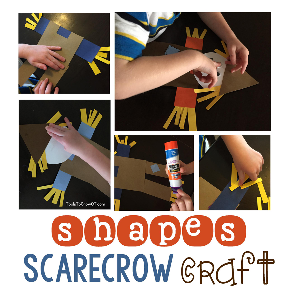 Scarecrow Shapes Craft - a fun fall themed activity! Includes Free printable template pattern