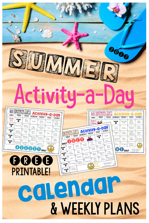 Summer - Activity a Day & FREE Calendars 2017