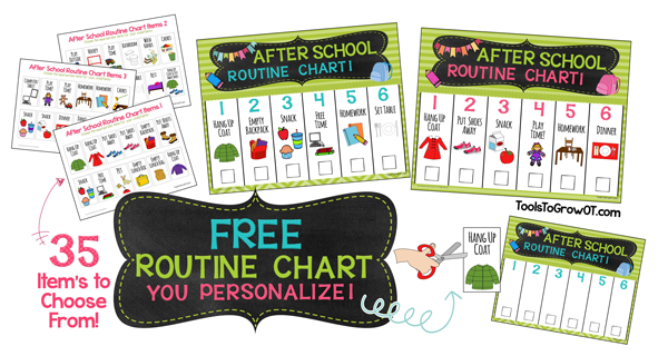 FREE After School Routine Chart - PERSONALIZE! From Tools to Grow