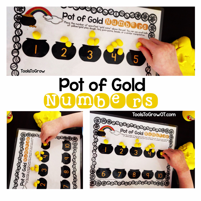 Pot of Gold - Dough/Fine Motor Mat and Number Activity by Tools to Grow 