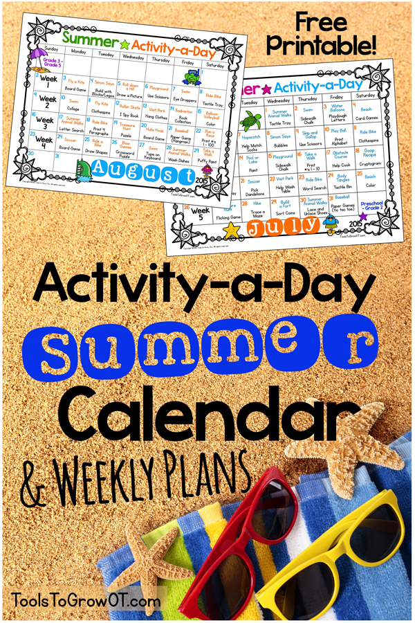 Summer Activity-a-Day FREE Printable Calendar!