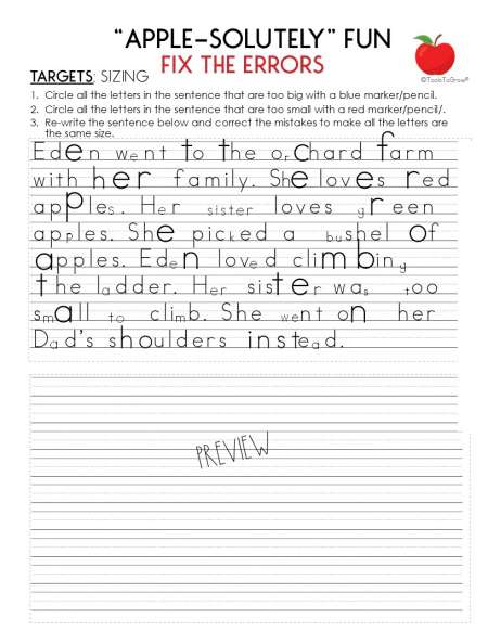 Size, Handwriting, Therapy Resources