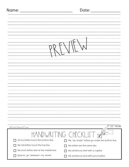 Handwriting Paper Printable - FREE - Your Therapy Source