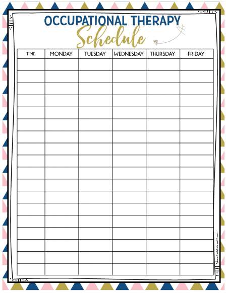 Free Printable Therapy Schedule Template Free Printable Therapy Schedule Template